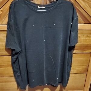 edge Black Short-Sleeve Tee with Stud Accents